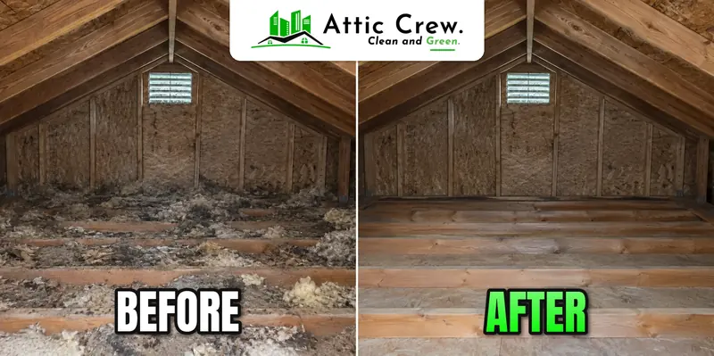 Attic cleanup in Seattle Craftsman attic: before and after