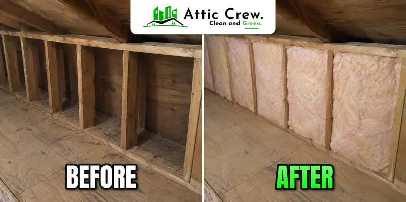 Insulating an uninsulated knee wall: before and after