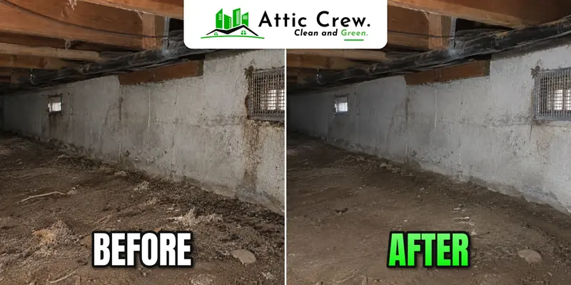 Crawl space rodent exclusion in Redmond: before and after