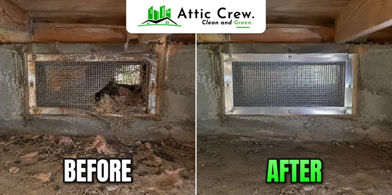 Crawl space vent sealing in Bellevue: before and after